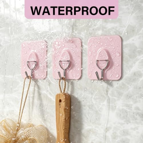 Vollumo 8-Pack Strong Adhesive Hooks - Light Pink, 11lb Weight Capacity