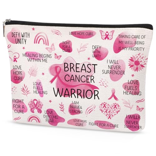 Breast Cancer Awareness Makeup Bag Inspirational Zipper Pouch
