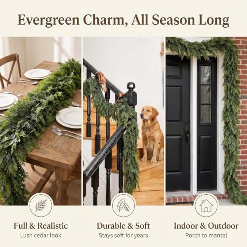 Gradient Christmas Garland - 1PC 6FT Artificial Cedar Holiday Decor