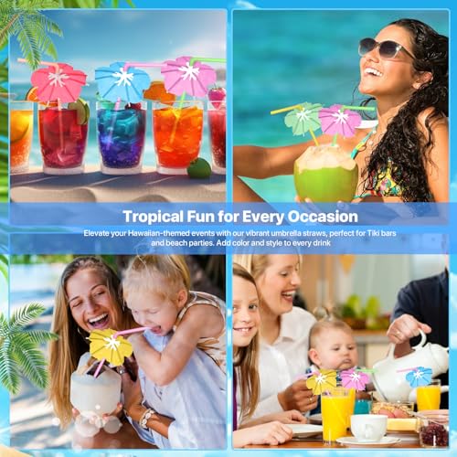 50PCS Umbrella Straws for Drinks, Tropical Cocktail Party Supplies