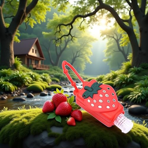 Strawberry Travel Bottle Refillable Container with Keychain