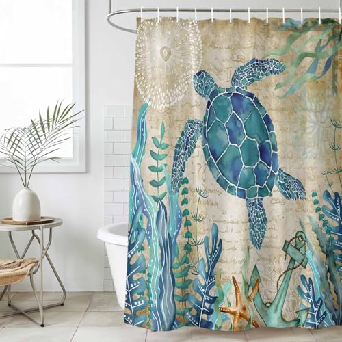 Waterproof Sea Turtle Shower Curtain 72x72 - Ocean Beach Decor