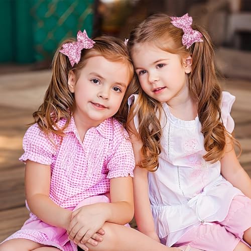 10pcs 5-Inch Glitter Sequins Hair Bows with Alligator Clips for Girls