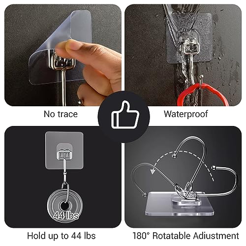 Heavy-Duty Adhesive Hooks - 18 Pack, 44lb Capacity, Waterproof