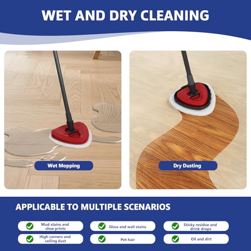 High-PQ Microfiber Flat Mop Head Replacement Refills 4-Pack with Pad and Scraper