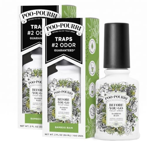 Poo-Pourri Bamboo Rain Toilet Spray Set, 2 Pack, Natural Bathroom Odor Eliminator