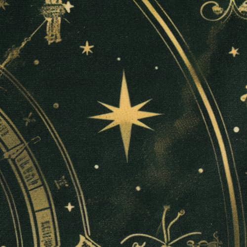 Dark Green Celestial Velvet Pillow Cover 18x18, Boho Sun Moon Astrology Print