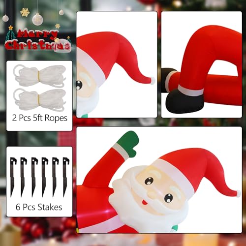 Giant Inflatable Christmas Santa Claus - 12FT Lighted Outdoor Holiday Decor with Built-In LED Lights - Santa Variation
