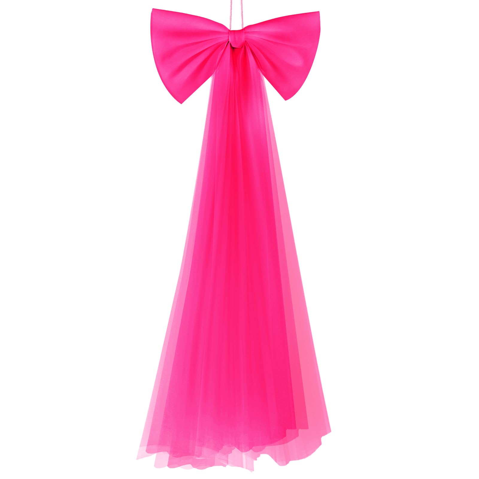 Zeyune 1 Pcs Hot Pink Large Bow Party Decorations 13.4 x 28.7 Inch Giant Ribbon Bow Hanging Wall Decor Wrapping DIY Craft for Birthday Valentines Day Wedding Baby Shower Room Wall Backdrop Party