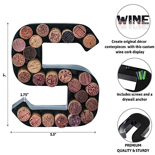 Letter N Metal Wine Cork Holder & Keepsake Display with Wall Mount