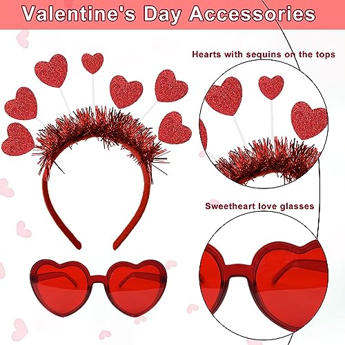 Red Heart Headband and Heart Sunglasses Set for Valentine Party