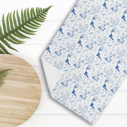 Chinoiserie Cat Kitchen Towels Grandmillennial Decorative Hand Towels