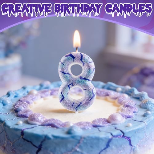Yiran Kpop Theme Number 6 Birthday Candle - Purple Tattoo Design Cake Topper