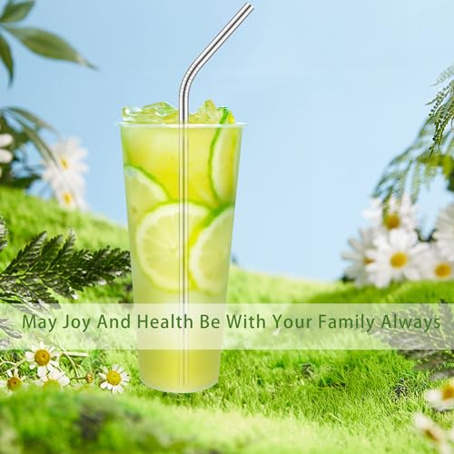 FMUMIA 8-Pack Reusable Stainless Steel Straws with Cleaning Brush