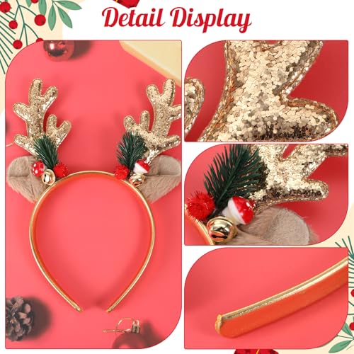 Christmas Deer Antlers Headband Glitter Animal Ears Xmas Hair Band