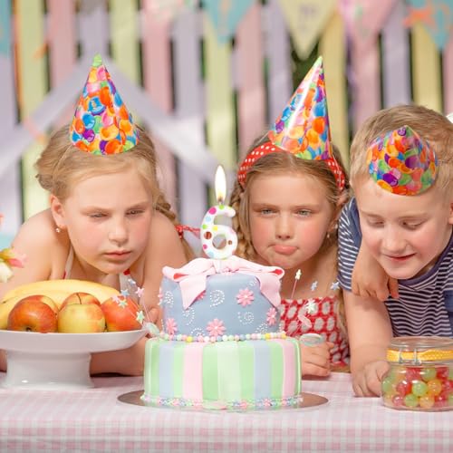 Polka Dot Number 6 Birthday Candle - Colorful 2.4 Inch Cake Topper