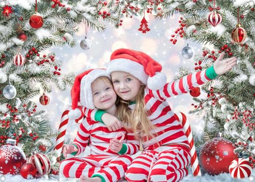 Christmas Candy Cane Backdrop 10x8FT Winter Snow Scene Photography Background