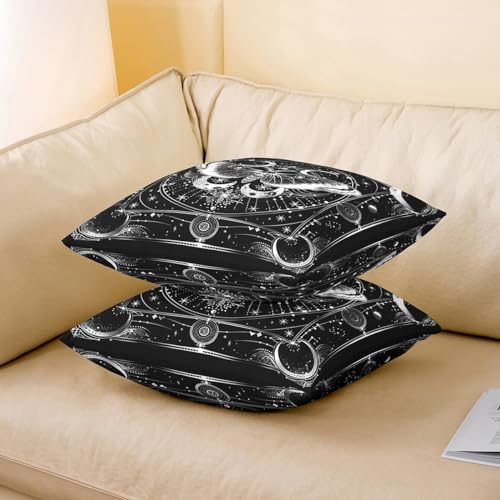 Death Moth Throw Pillow Cover - Black and White, 18" x 18"