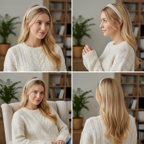 Yookat 4 Pack Thin Knitted Headbands for Women Non Slip Boho Hair Bands
