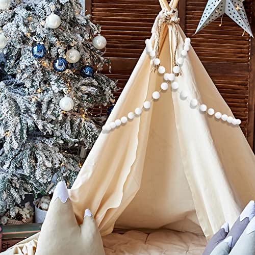 4 Pieces Felt Ball Garland - 7.2ft White Holiday Wall & Tree Decor