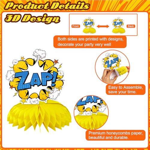 10 Pcs Hero Themed Honeycomb Centerpieces for Superhero Birthday Parties