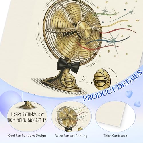 Funny Father's Day Card for Dad - Biggest Fan Design with Gold Envelope