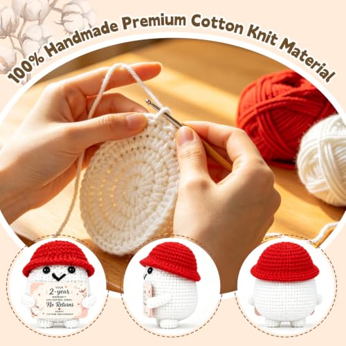 Funny 2nd Anniversary Cotton Gift with Crochet Doll & Card