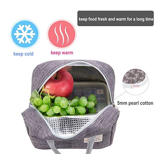 MINI LOP Insulated Lunch Tote Bag - Durable Oxford Cooler for Work & School, Gray