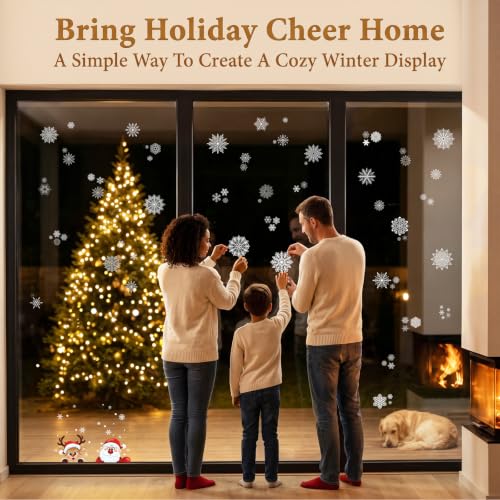 Christmas Window Clings Snowflake Stickers Holiday Decorations 242 PCS