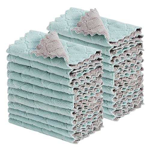 GADIEDIE 20-Pack Super Absorbent Kitchen Dish Towels - Coral Fleece