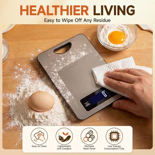 Grovix Digital Kitchen Scale, 11lb Silver Food Scale with Tare Function
