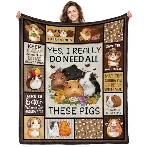Guinea Pig Throw Blanket - Cute 50x60 Inch Gift for Kids