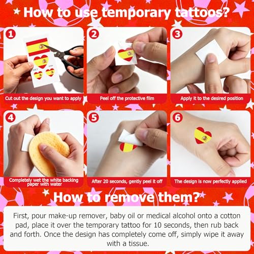 Spain World Cup 2026 Temporary Tattoos 10Pcs Waterproof Face Body Stickers
