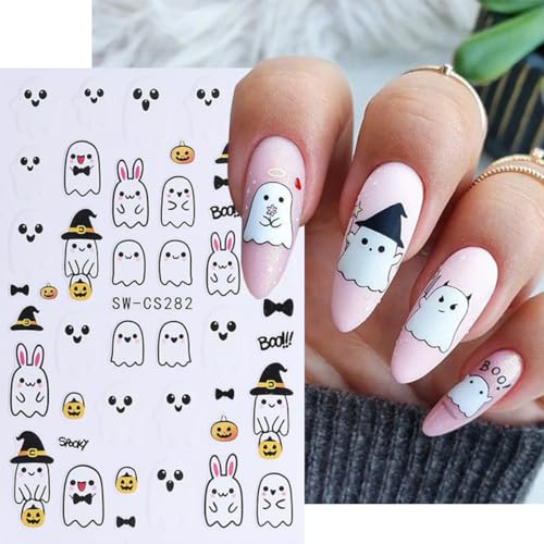 Halloween Nail Art Stickers 8 Sheets 3D Self-Adhesive Ghost Pumpkin Decals