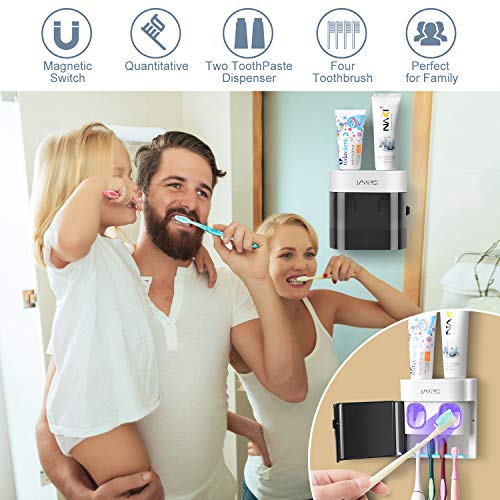 Black Wall-Mounted Automatic Toothbrush & Toothpaste Dispenser Set - Dustproof