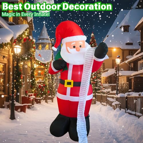 6ft Inflatable Santa with List Christmas Yard Decor Outdoor & Indoor