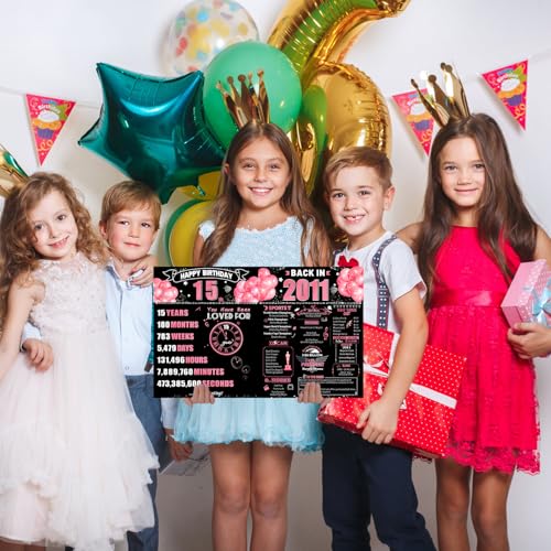 15th Birthday Card with Envelope - Fun Retro Design for Girls
