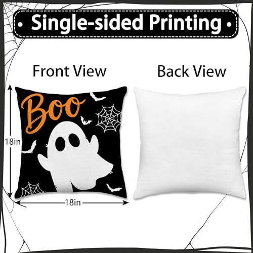 Halloween Pillow Covers Set of 2 | 18x18 Inch Ghost Decor