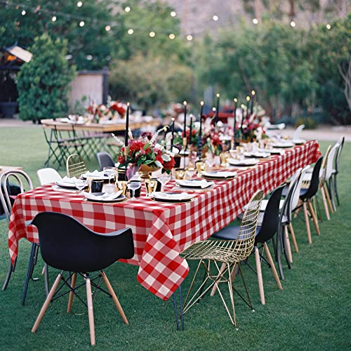 Waterproof Red and White Plaid Tablecloth 60 x 102 Inches - 2 Pack