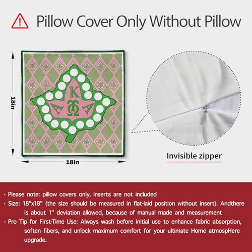 Ivy Leaf Greek Letter Throw Pillow Cover - 18x18 Inch Decorative Cushion for Home