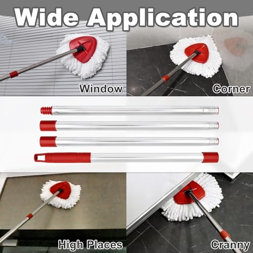 4-Section Stainless Steel Spin Mop Handle Replacement (30 to 58 Inch)