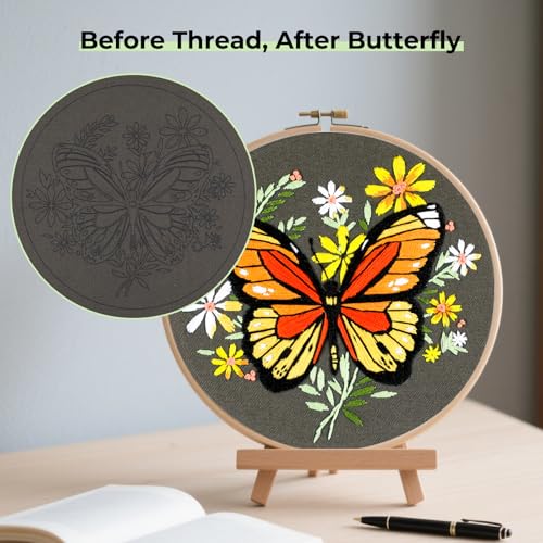 HTVRONT Butterfly Embroidery Kit for Beginners with Video Tutorials