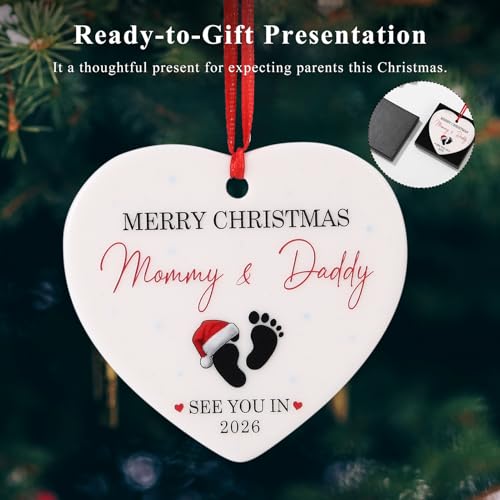 Baby's First Christmas Ornament 2025 - Heart-Shaped Ceramic Keepsake
