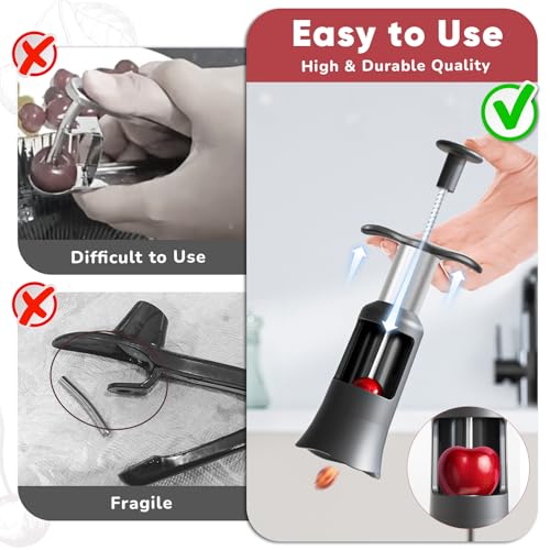 Durable Cherry Pitter Tool - Food-Grade Stainless Steel & PP Plastic