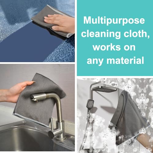 Microfiber Glass Cleaning Cloths 16x16 Inches, Pack of 8 - Lint-Free, Scratch-Free for Windows, Mirrors, Stainless Steel, Car, and Electronics