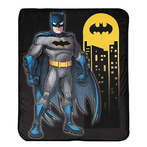Northwest DC Batman Silk Touch Sherpa Throw Blanket ? 40 x 50 Inch, Answer The Call Design ? Batman Themed Gift for Fans