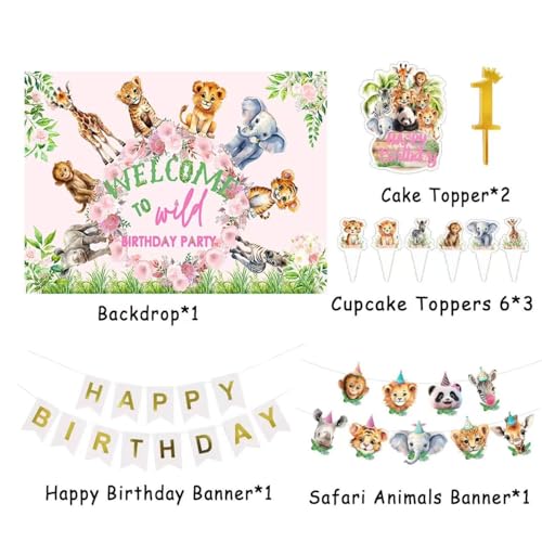 Jungle Safari Party Decorations Set for 1st Birthday