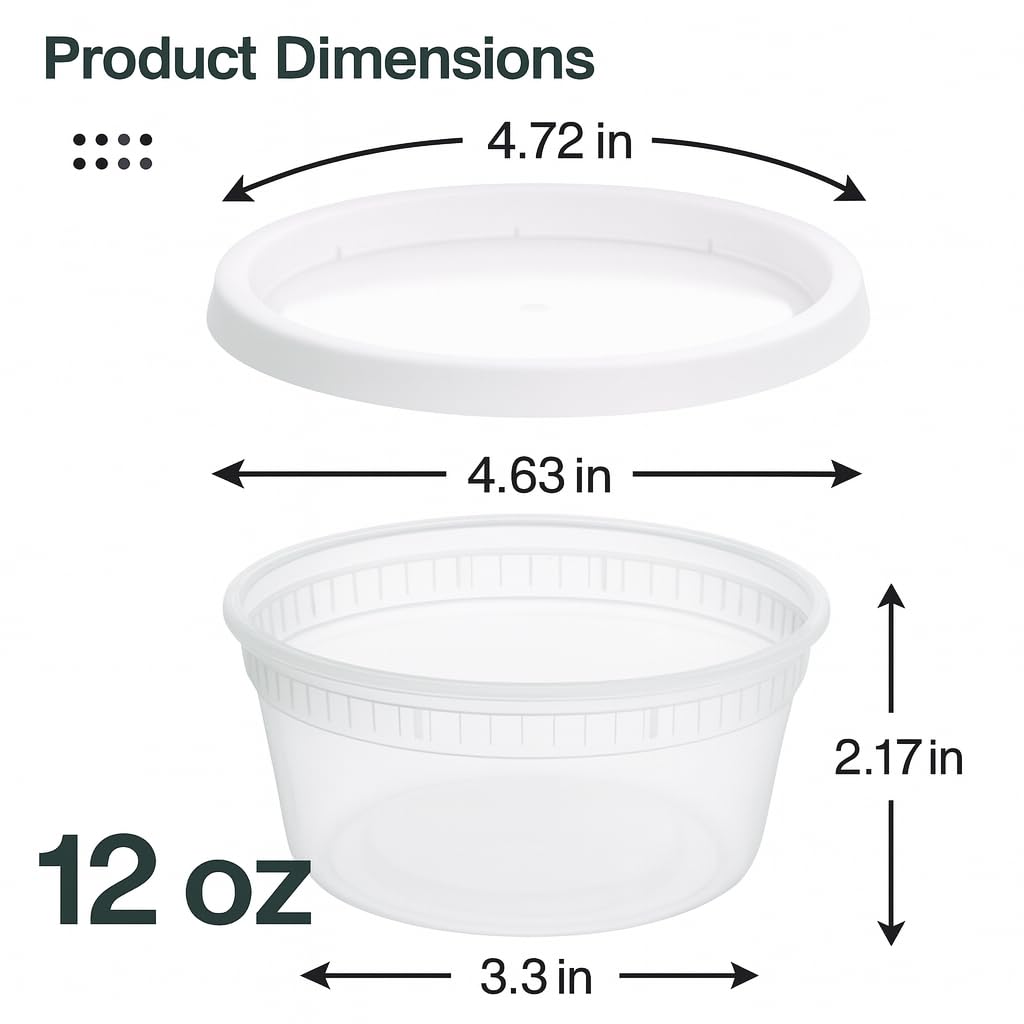 ProTakeOut [12oz-240 Set Plastic Deli Containers with Lids - BPA Free Clear Soup Containers with Airtight Lids, Leak Resistant Food Storage for Meal Prep, Stackable/Microwave/Dishwasher/Freezer Safe