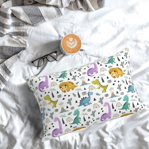 Dinosaurs Pillowcase - Soft Plush Polyester with Zipper, 20x30 inches