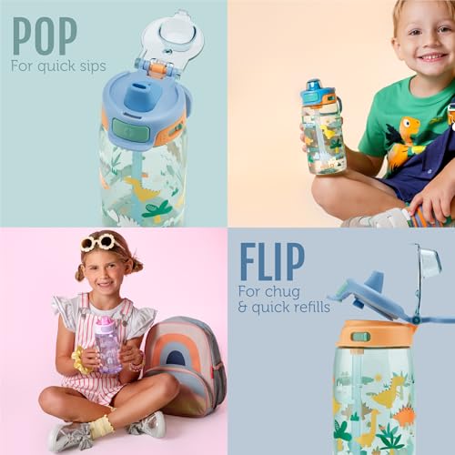 Ello Pop & Fill 16oz Kids Water Bottle - Leak-Proof Dino Design